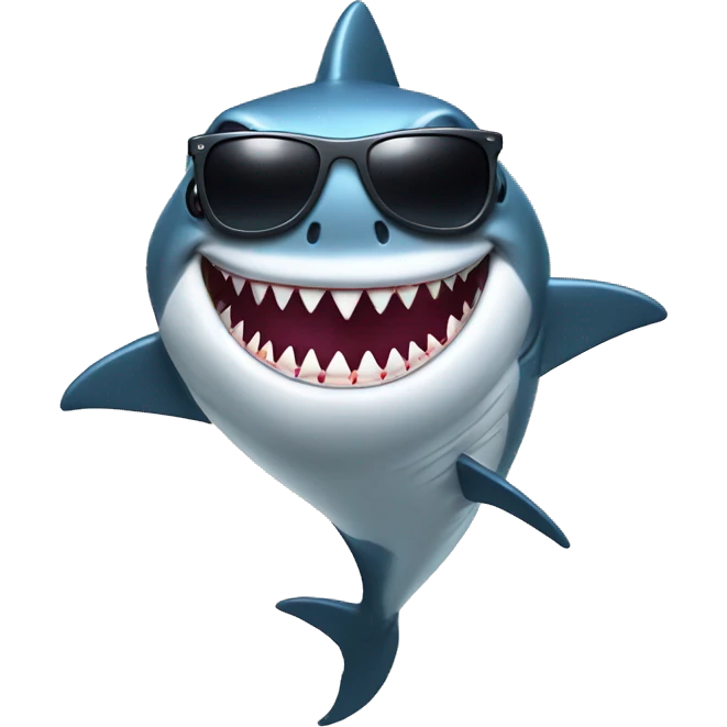 Shark wearing a tutu surfing with sunglasses emoji