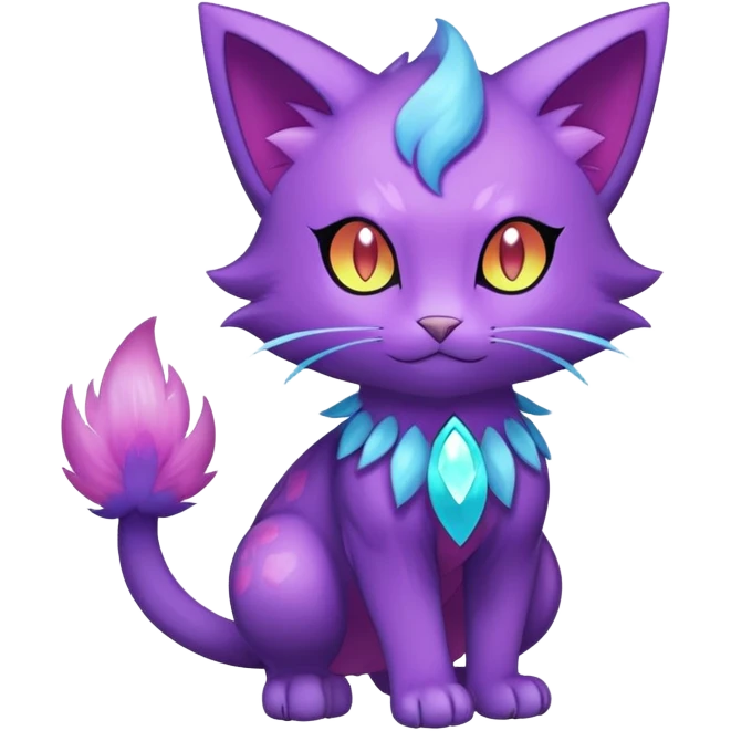Shiny Magical Elemental Purrloin-Delcatty-Pokémon-Fakémon-hybrid-creature (full body) emoji