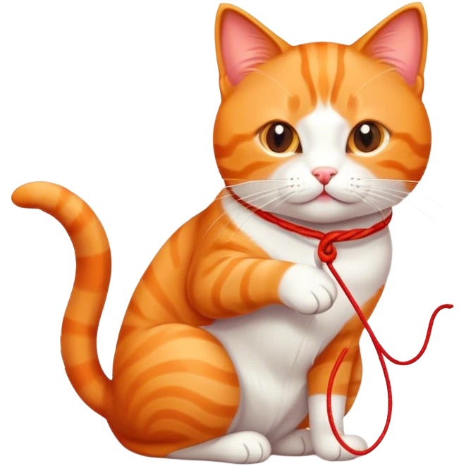 An orange cat playing with a string  emoji