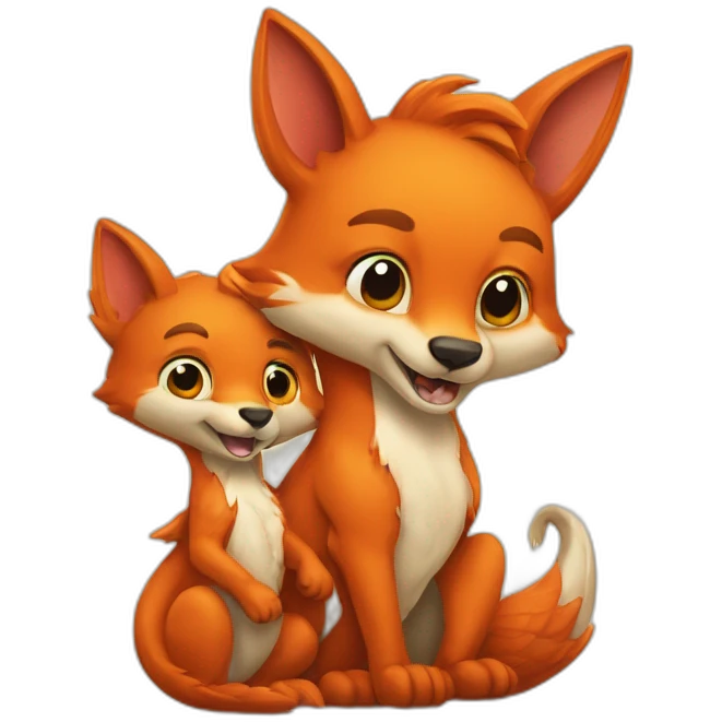 Un renard et un bébé dragon emoji