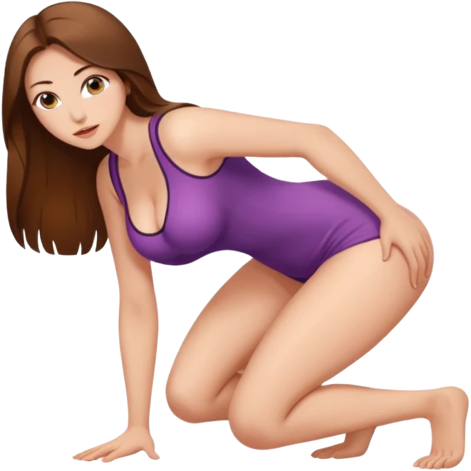 Голая девушка с большими сиськами во весь рост стоит раком emoji