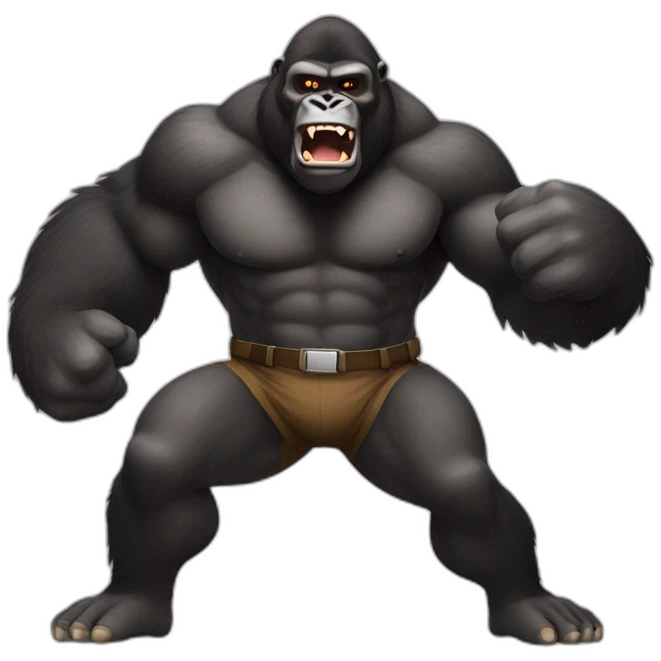 Buff Gorilla defeating Adolf Hitler emoji | AI Emoji Generator