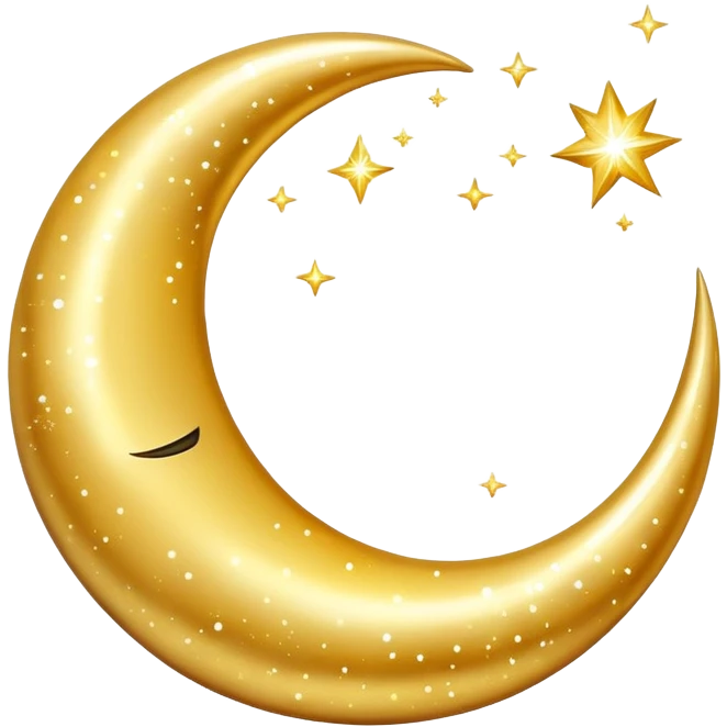 GOLDEN crescent moon with sparkles emoji