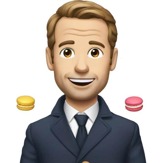 Macron qui mange un macaron emoji