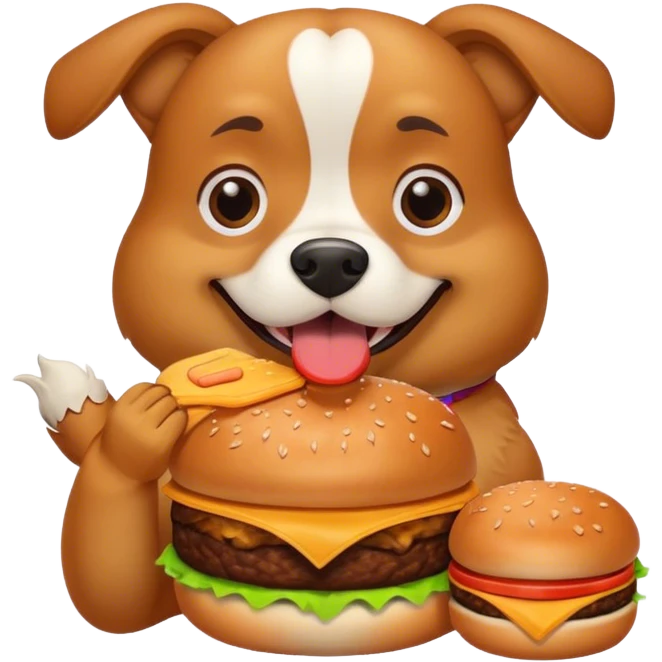 A dog eating a burger  emoji