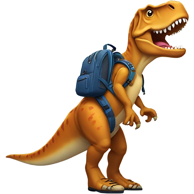 T rex with shoes and a backpack  emoji