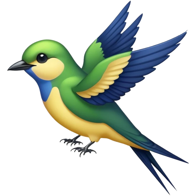 hirondelle jaune verte et bleu foncé emoji
