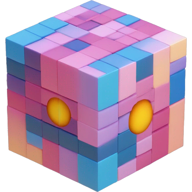 Cube planet made of voxels emoji