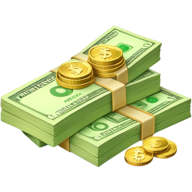 stack of coins and a banknote, representing money emoji