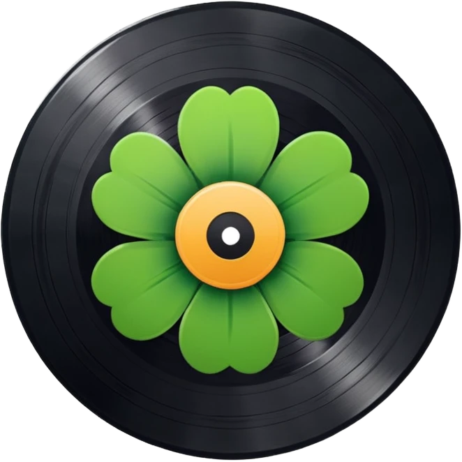 Vinyl record with a green flower pattern inside emoji