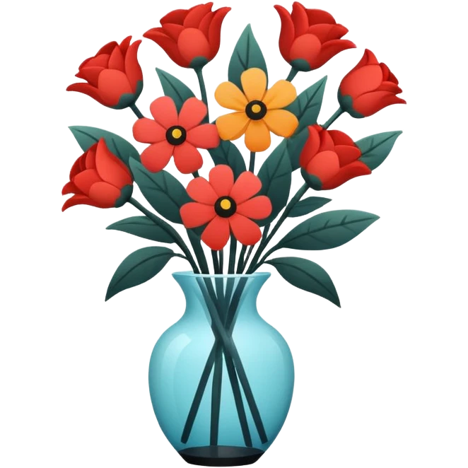 Minimalistic flat vector icon, iOS style, thin black contour on white background. Flower bouquet arranged in a simple vase. Clean, elegant, no text, no shadows.
 emoji