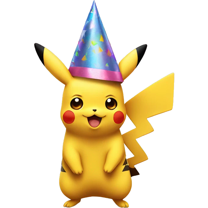 Pikachu with birthday hat emoji