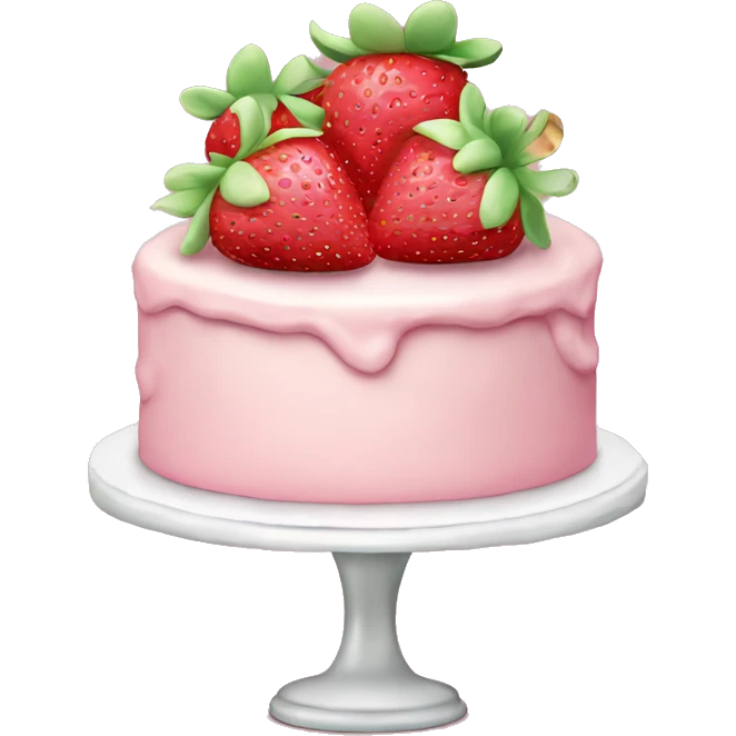 Light Pink strawberries and cream birthday cake  emoji