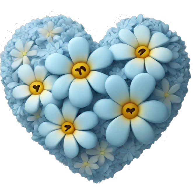 Flower heart pastel blue emoji