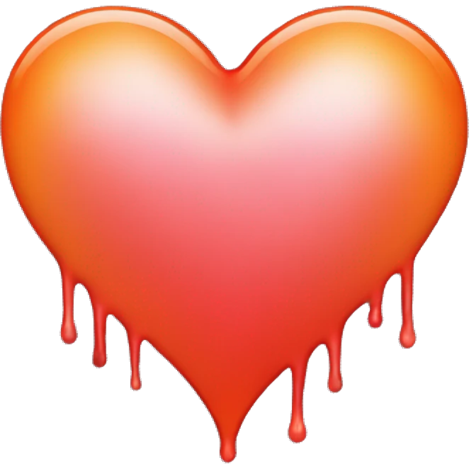 bleeding red heart shape glowing red-orange emoji