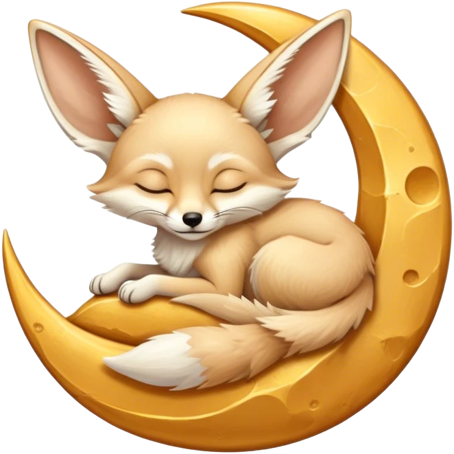 fennec sleeping on a moon sickle  emoji