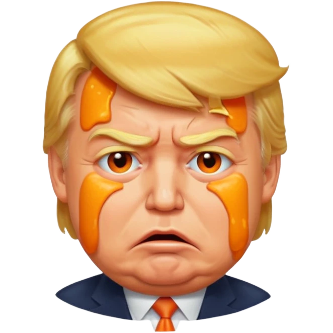 Donald Trump as crying bloated bag of oranges emoji