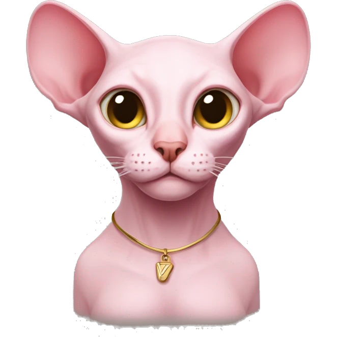 Pink sphinx cat uses new airpods emoji
