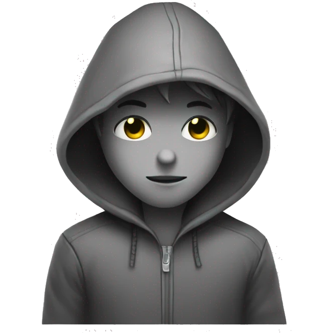 grayscale mysterious hooded boy in gloves emoji