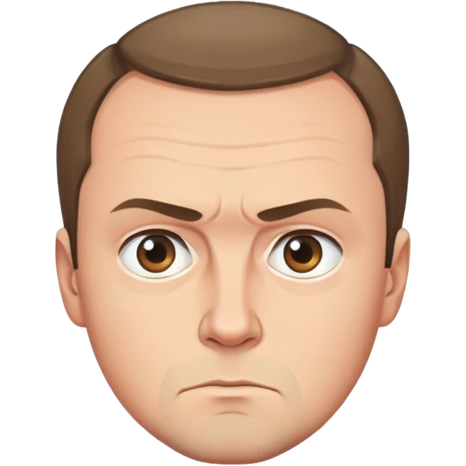 portrait of Medvedev with a round face, serious and focused expression emoji
