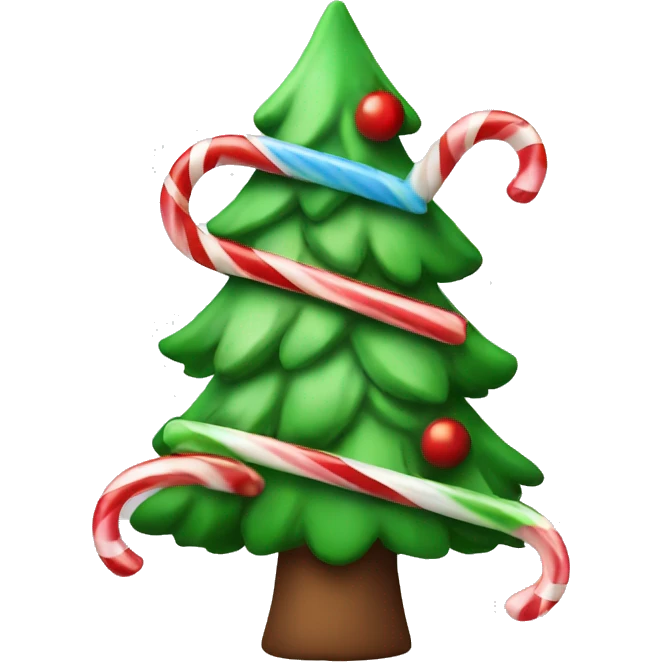 Christmas tree with candy cane emoji