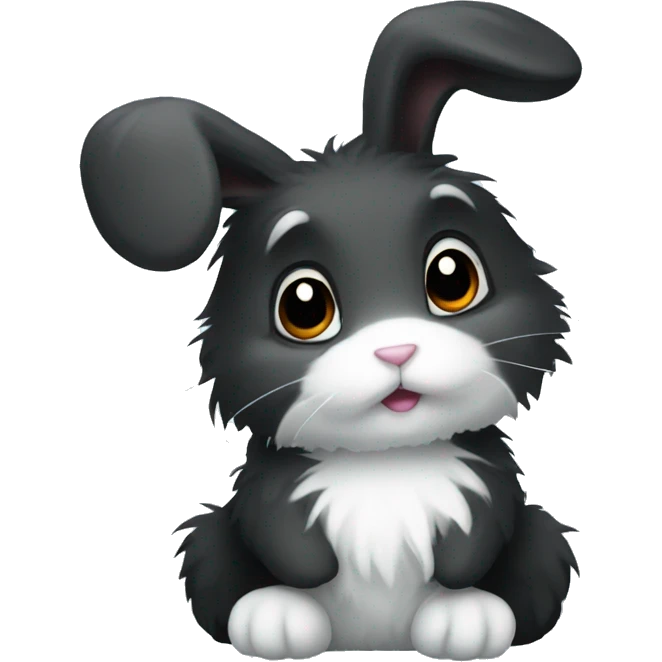 Fluffy white and black rabbit emoji