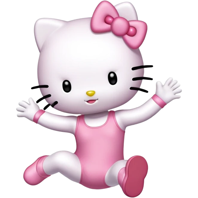 Hello Kitty in a leotard doing a straight jump emoji