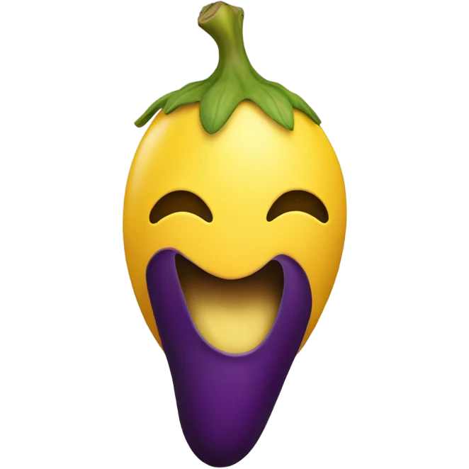 yellow person mouth on a yellow full eggplant with no leaf  emoji