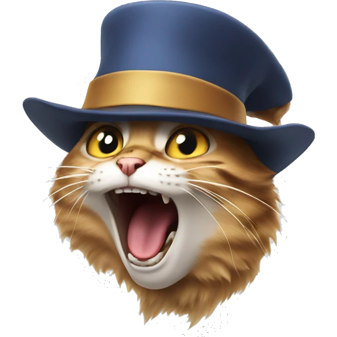 Screaming cat with a hat emoji