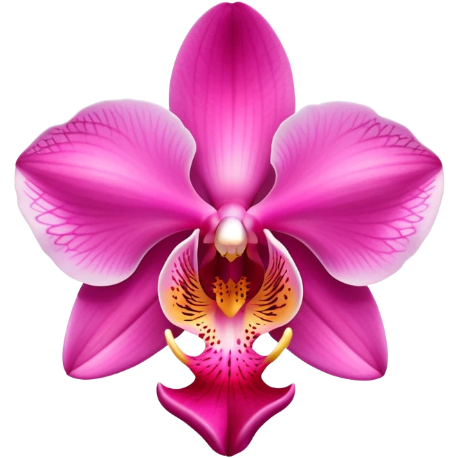 Elegant pink phalaenopsis moth orchid with vibrant rosy petals and two visible green leaves at the base emoji