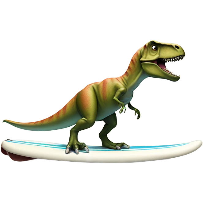 T. rex on a surfboard emoji
