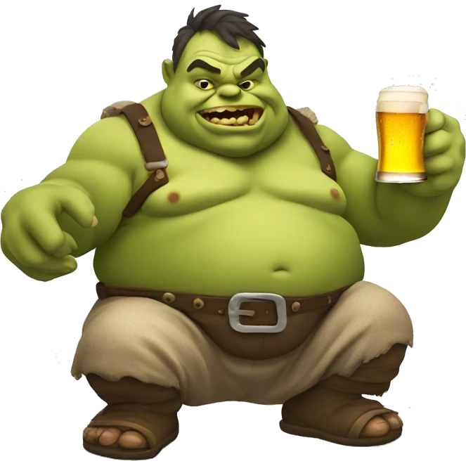 fat ogre with beer emoji