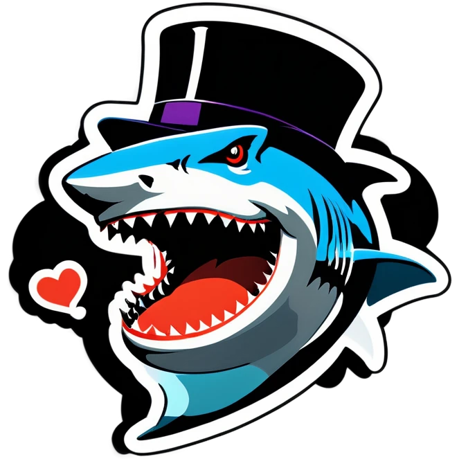 Shark with a top hat emoji