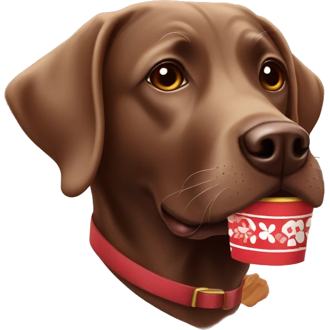 Chocolate lab drinking cocoa emoji