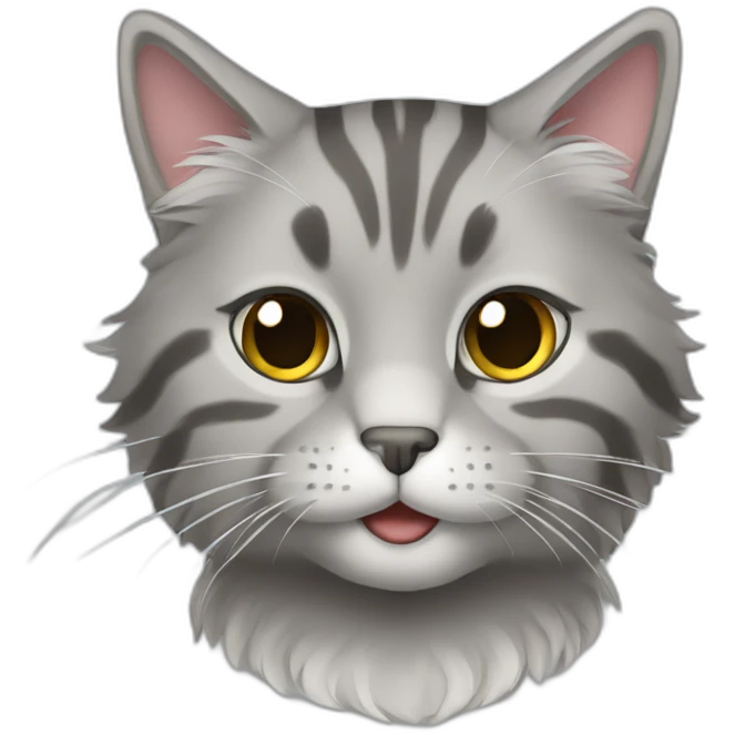 fluffy grey tabby colored cat sitting emoji
