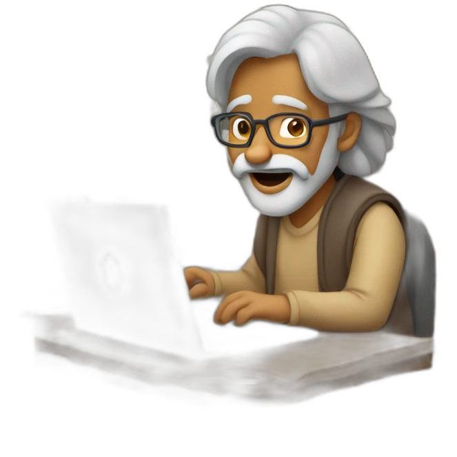 Aged 47 Indian Guy coding on the windows laptop emoji