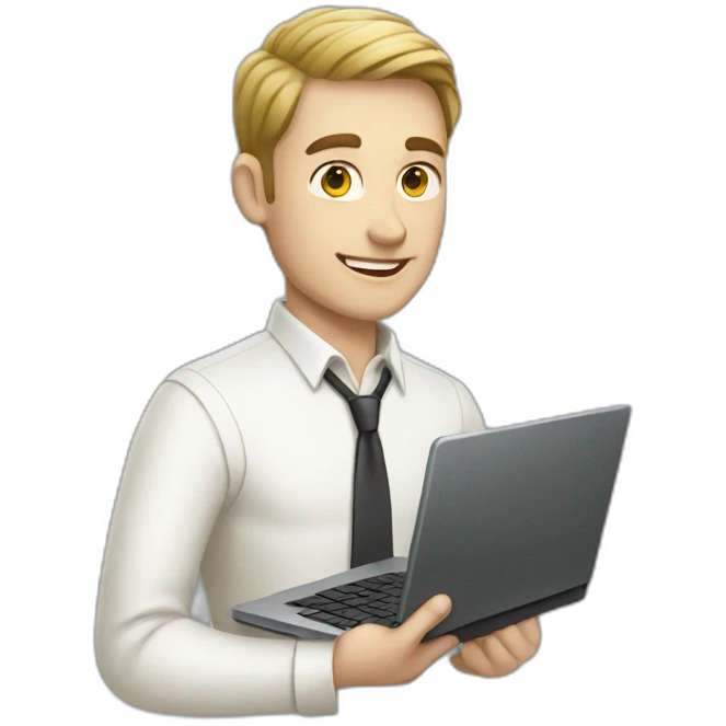 White male Python Dev holding Laptop emoji
