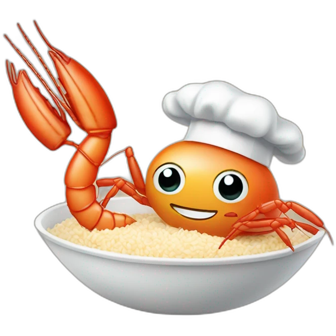 giant shrimp dressed as a chef cooking rice emoji