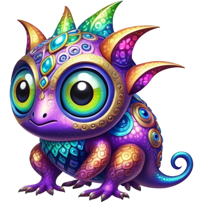 Randomly-colored sparkly exotic Fakémon-creature emoji