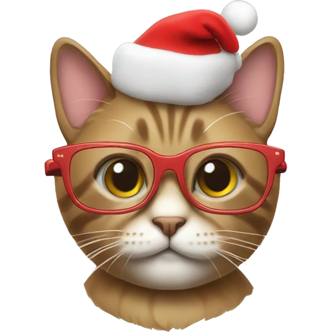 Cat with chrismas glasses emoji