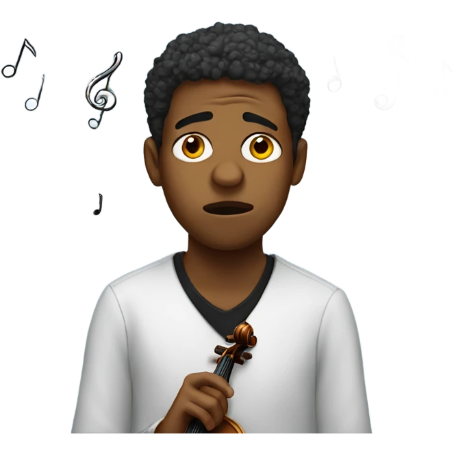 Struggling orchestra student with clouds and tears emoji