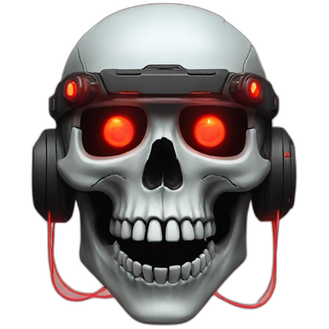Cyberpunk skull with a red halo emoji