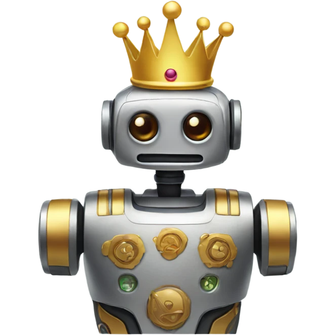 Robot wearing a crown emoji