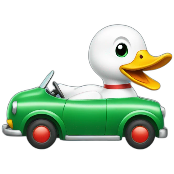 A duck driving a car emoji