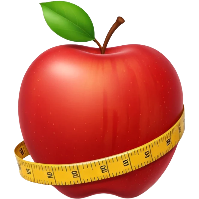 apple with a measuring tape emoji