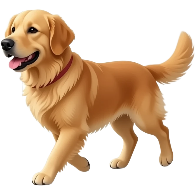The Golden walks into the bright living room. emoji