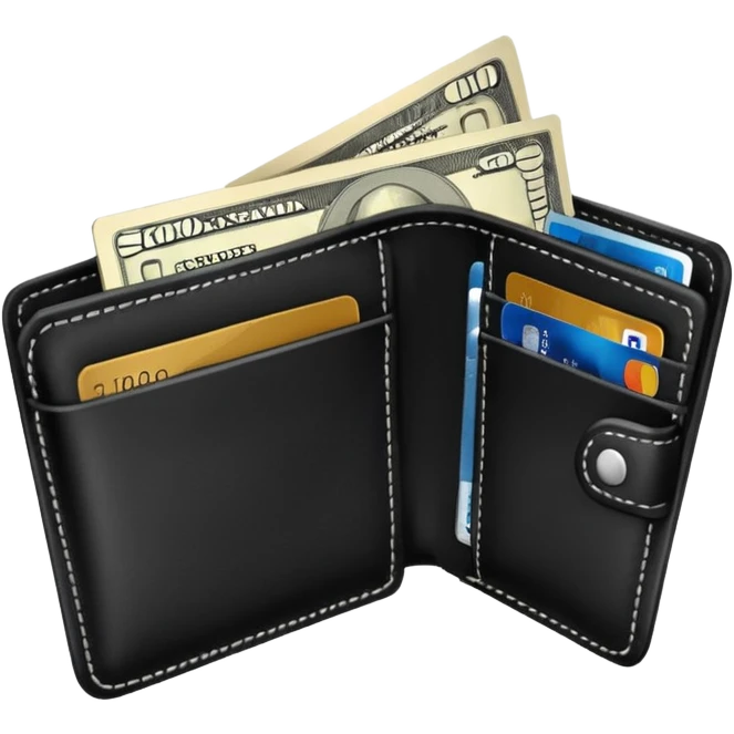 portefeuille avec billet et carte bancaire emoji