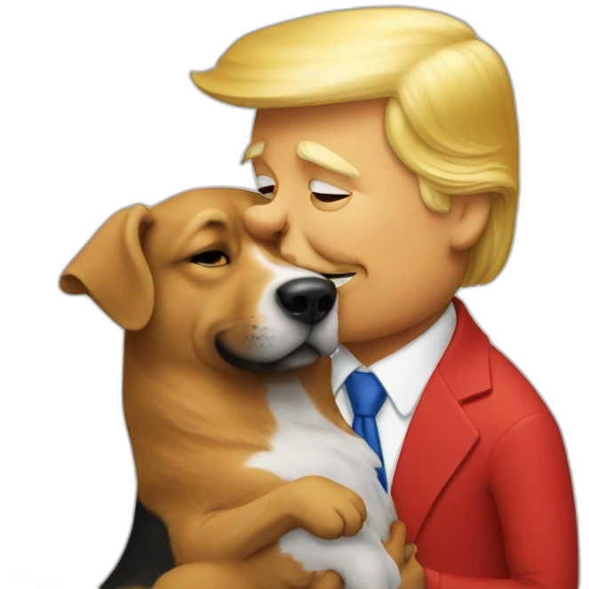 trump kissing a dog emoji