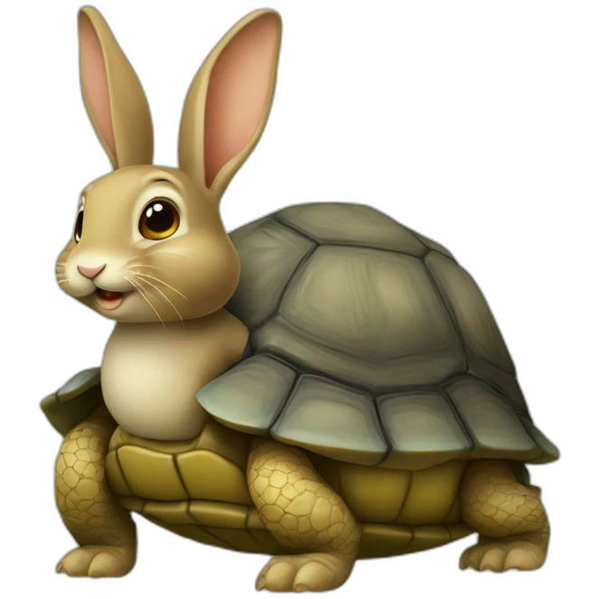 Un lapin sur une tortue emoji