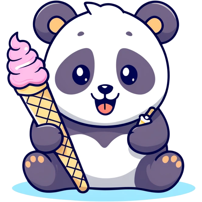 Panda eating ice cream emoji